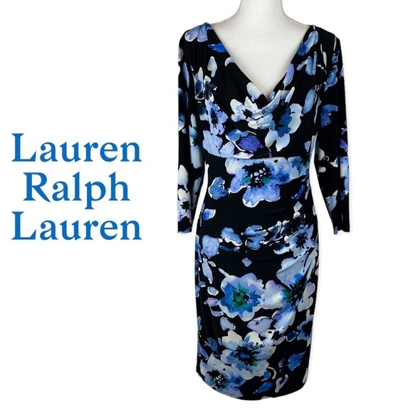 Lauren Ralph Lauren Bold Floral Print Party Event Dress NWOT - Picture 1 of 12